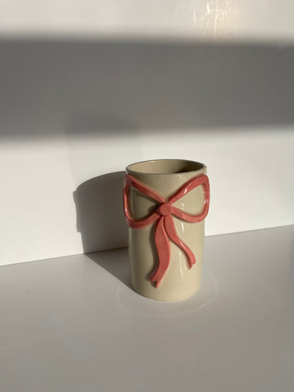 second pink bow vase