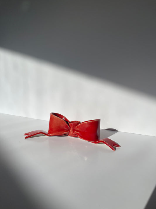 second mini red bow candlestick