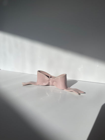 second mini pink bow candlestick